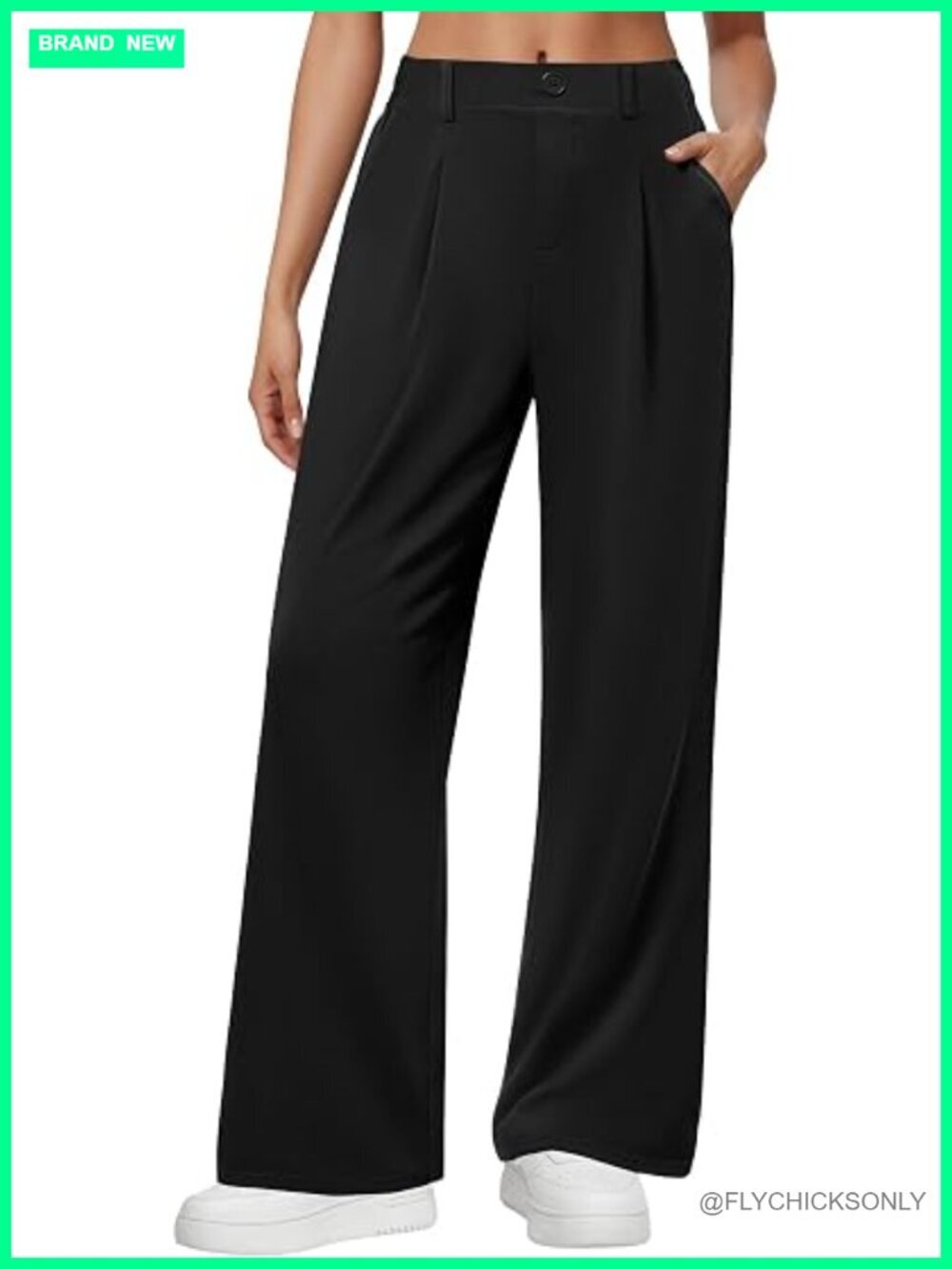 Wide Leg Dress Pants with Pockets Elastic Pull On Stretchy Work Slacks